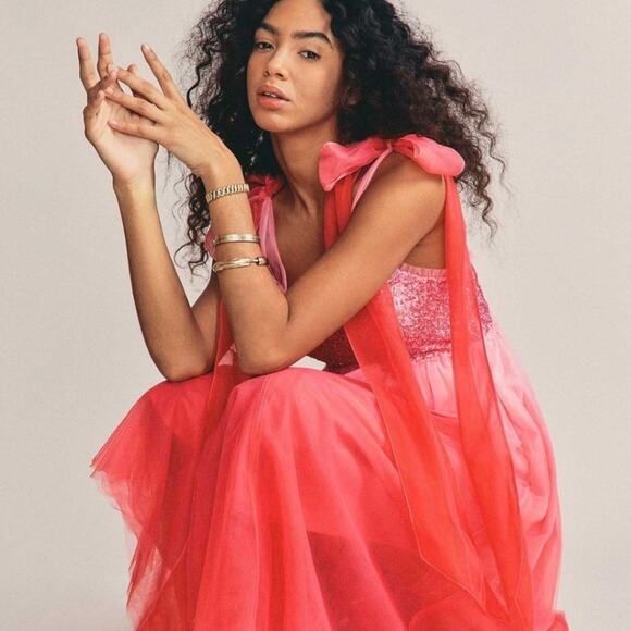 LoveShackFancy Romia Millennial Pink Ombre Hand Dye Size 0 Dress - Picture 13 of 14